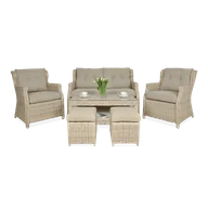 Meble ogrodowe - Meble z technorattanu TRIVENTO 2 + PUFY Beige - miniaturka - grafika 1