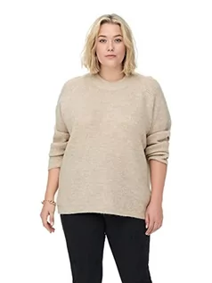 Swetry damskie - ONLY Carmakoma Damski sweter z dzianiny Curvy z długim rękawem, Whitecap Gray/Szczegóły: biały melanż, 50/52 - grafika 1