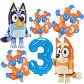 Balony i akcesoria - ZESTAW BALONÓW NA 3 URODZINY BLUEY BINGO 33SZT - miniaturka - grafika 1