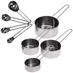 Excellent Houseware Miarki kuchenne stalowe kubki do odmierzania łyżki pomiarowe miarka komplet zestaw miarek 8 sztuk - Pozostałe akcesoria kuchenne - miniaturka - grafika 1