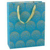 Opakowania i torebki na prezenty - Torba Prezentowa Elegancka Złote Gwiazdki Niebieska 32 x 26 x 12 cm - miniaturka - grafika 1