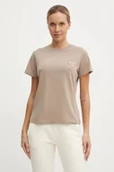 Koszulki sportowe damskie - Guess t-shirt ANN damski kolor beżowy V4BI19 J1314 - miniaturka - grafika 1