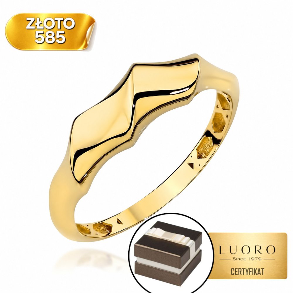 PIERŚCIONEK ZŁOTY 585 14K GŁADKIE FALE ELEGANCKI PRESTIŻ R12