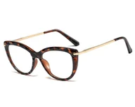 Okulary korekcyjne, oprawki, szkła - Okulary kocie do komputera damskie z filtrem BLUE Light zerówki 2571-1 - miniaturka - grafika 1