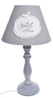 Lampy stojące - Lampa drewniana "home sweet home" szaro-biała - miniaturka - grafika 1