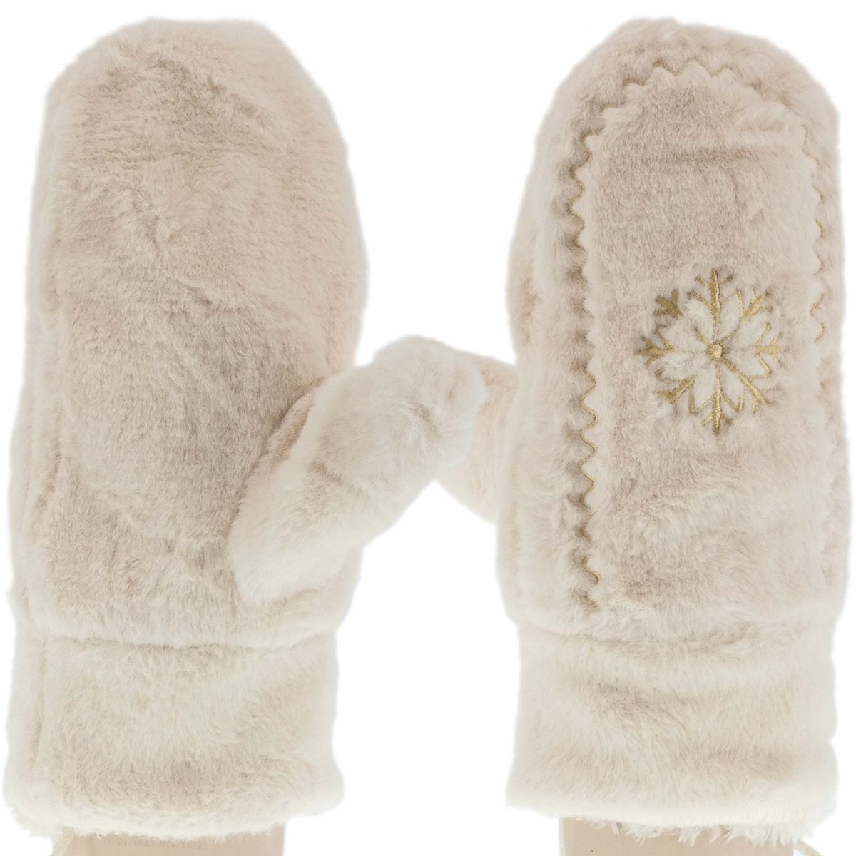 Damskie Zimowe Rękawiczki Niezgubki Na Sznurku Beżowe