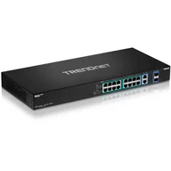 Pozostałe akcesoria sieciowe - Trendnet TPE-TG182F v1.0R Nie zarządzany Gigabit Ethernet (10/100/1000) Obsługa PoE 1U Czarny - miniaturka - grafika 1
