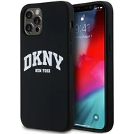 Etui i futerały do telefonów - Oryginalne Etui IPHONE 12 / 12 PRO DKNY Hardcase Liquid Silicone White Printed Logo MagSafe (DKHMP12MSNYACH) czarne - miniaturka - grafika 1