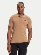 Koszulki męskie - EA7 Emporio Armani Polo 8NPF14 PJVQZ U6171 Beżowy Regular Fit - miniaturka - grafika 1