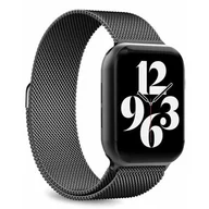 Akcesoria do smartwatchy - PURO Milanese Magnetic Band - Pasek ze stali nierdzewnej do Apple Watch 42/44/45 mm (czarny) AW44MILANESEBLK - miniaturka - grafika 1