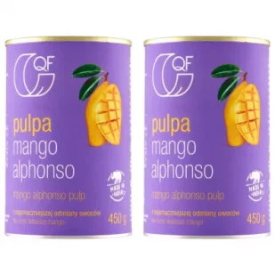 Quality Food Pulpa z mango Alphonso 99,9% mango Zestaw 2 x 450 g - Owoce w puszkach i słoikach - miniaturka - grafika 1