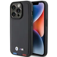 Etui i futerały do telefonów - BMW BMHCP15L22PTDK iPhone 15 Pro 6.1" czarny/black Leather Stamp Tricolor - miniaturka - grafika 1