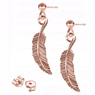 Kolczyki Pozłacane Ozdobne Pióra Piórka Wkrętki z Piórkami SREBRO 925 - Kolczyki - miniaturka - grafika 1