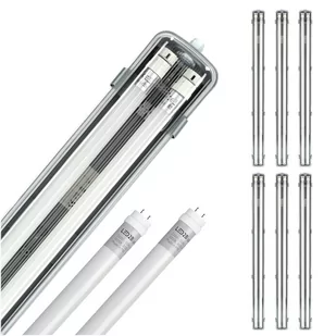 Zestaw 6x oprawa hermetyczna AQUA M 2x120 + 12x LED T8 18W neutralna - Oprawy, klosze i abażury - miniaturka - grafika 1