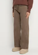 Spodnie damskie - Brązowe Bawełniane Jeansy o Szerokim Kroju z Wysokim Stanem Amandrie - miniaturka - grafika 1