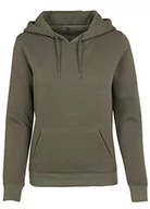 Bluzy damskie - Build Your Brand Damska bluza z kapturem Ladies Heavy Hoody, bluza z kapturem dla kobiet, wykonana z mocnego materiału dresowego, dostępna w wielu kolorach, rozmiary XS - 3XL, zielony (oliwka), M - miniaturka - grafika 1