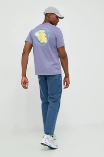 Koszulki męskie - Converse t-shirt bawełniany kolor fioletowy wzorzysty - grafika 1