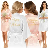 Piżamy damskie - zestaw szlafroków panna młoda i świadkowa biały różowy rozmiar l - miniaturka - grafika 1