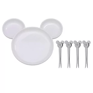 WMF Disney Mickey Mouse dziecięca zastawa stołowa, 5-częściowy zestaw, talerz z 4 na przekąski, porcelana, Cromargan stal nierdzewna polerowana, nadaje się do mycia w zmywarce 1296429080 - Zestawy naczyń dla dzieci - miniaturka - grafika 2