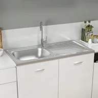 Zlewozmywaki - vidaXL Lumarko Zlew kuchenny z ociekaczem, srebrny, 1000x500x155 mm, stal! 147236 - miniaturka - grafika 1