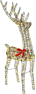 vidaXL 3D Renifer Ciepła biel 128 cm rattan - Ozdoby bożonarodzeniowe - miniaturka - grafika 1