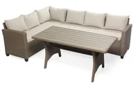 Sofy ogrodowe - Narożnik ogrodowy technorattanowy Lagos Khaki Grey / Beige Melange - miniaturka - grafika 1