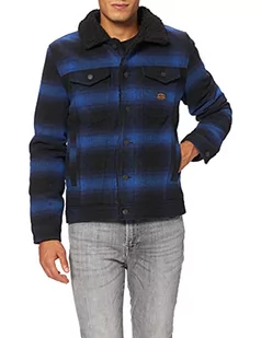 Superdry Męska kurtka Highwayman Wool Sherpa Trucker Jacket, Blue Falls ombre, S - Kurtki męskie - miniaturka - grafika 1