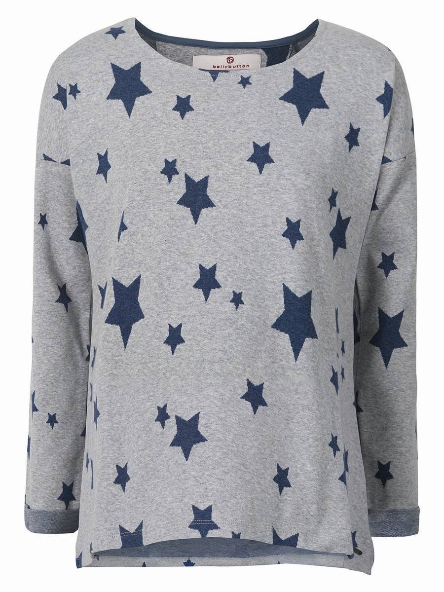 Damska bluzka ciążowa z długim rękawem w gwiazdy szara Bellybutton Maternity, r.XL