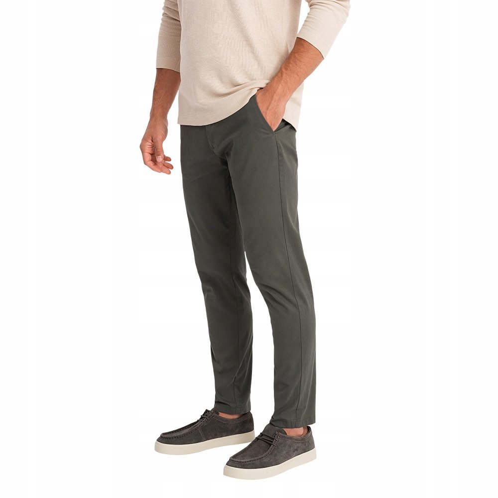 Jednolite męskie spodnie chino REGULAR FIT khaki V3 OM-PACP-0183 XL