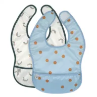 Śliniaki i fartuszki - Lassig Zestaw śliniaków wodoodpornych 6 m+ Happy Rascals Smile sky blue 2 szt. - miniaturka - grafika 1