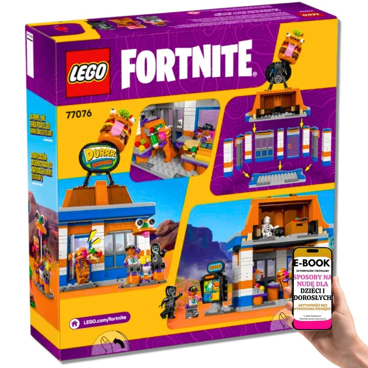 Zbuduj swój świat Fortnite LEGO® Durrr Burgerownia (77076) 546 elementów, 4 minifigurki, kod QR i ogromna frajda + EBOOK-3