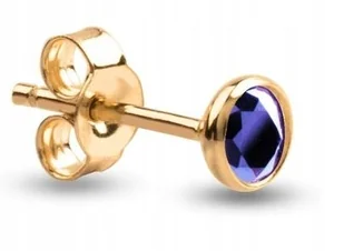 KLASYCZNY ZŁOTY POJEDYNCZY KOLCZYK Z CHABROWYM KAMIENIEM 14KT 585 - Kolczyki - miniaturka - grafika 1