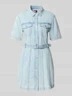 Sukienki - Sukienka jeansowa taliowana z czystej bawełny - miniaturka - grafika 1