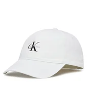 Czapki damskie - Czapka z daszkiem Calvin Klein Monologo Printed Baseball Cap LV04K5027G Biały - miniaturka - grafika 1
