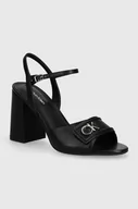 Sandały damskie - Calvin Klein sandały skórzane HEEL SANDAL 85 RELOCK LTH kolor czarny HW0HW01937 - miniaturka - grafika 1