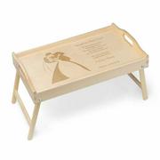 Ławy i stoliki kawowe - Stolik śniadaniowy drewniany z grawerunkiem dla pary na ślub - miniaturka - grafika 1