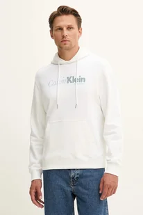 Calvin Klein bluza bawełniana męska kolor biały z kapturem z nadrukiem LV04LD241G - Bluzy męskie - miniaturka - grafika 1