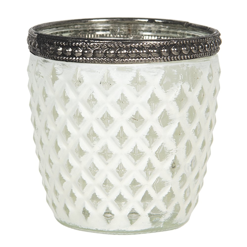 Clayre & Eef Szklany Świecznik Na Tealight Biały C 6GL2888