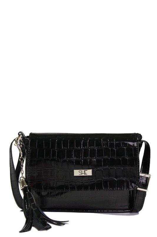 Mała czarna listonoszka z ekoskóry