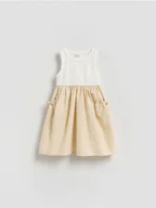 Sukienki i spódniczki dla dziewczynek - Reserved - Bawełniana sukienka - beżowy - miniaturka - grafika 1