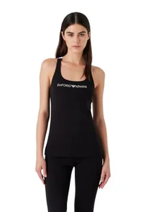 Emporio Armani Damska koszulka z logo Tank Iconic, czarny, L - Koszulki i topy damskie - miniaturka - grafika 1