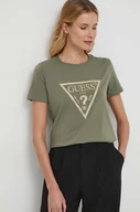 Koszulki sportowe damskie - Guess t-shirt damski kolor zielony - miniaturka - grafika 1