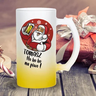 Kufel z mrożonego szkła - Ho ho ho na piwo z imieniem - Szklanki - miniaturka - grafika 1