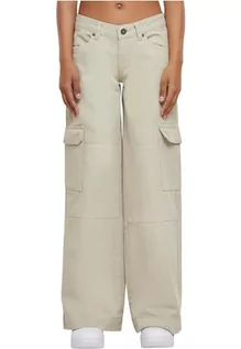 Spodnie damskie - Urban Classics Spodnie damskie z niskim stanem, cargo denim offwhite raw 26, Offwhite Raw, 26 - grafika 1