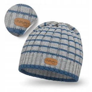 Czapka Zimowa Dziecięce Jasnoszara dla Chłopczyka PaMaMi Jasnoszara Lekka - Czapki dla dzieci - miniaturka - grafika 1
