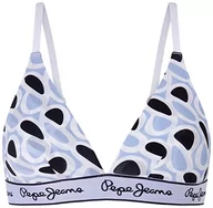 Biustonosze - Pepe Jeans Damski biustonosz z nadrukiem P, granatowy, S, granatowy, S - miniaturka - grafika 1