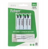 Ładowarki i akumulatory - TCBEST bateria akumulatorowa R3 AAA 180 mAh z gniazdem Typ C + kabel USB A do 4 x Typ C 4 szt - miniaturka - grafika 1