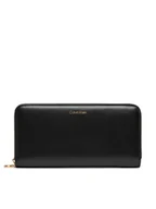 Portfele - Calvin Klein Duży Portfel Damski Ck Large Zip Around LV04F1093G Czarny - miniaturka - grafika 1