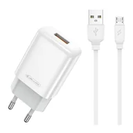 Ładowarki do telefonów - Ładowarka Sieciowa 2.4A USB + Kabel USB - Micro USB Jellico EU01 białe - miniaturka - grafika 1