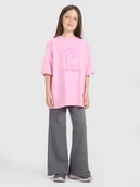 Spodnie i spodenki dla dziewczynek - 4F Spodnie dresowe z szerokimi nogawkami dziewczęce - szare 122 (6-7 lat) - miniaturka - grafika 1